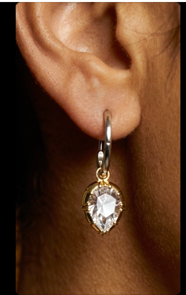Asymmetrical Clicker Earrings with Zircons