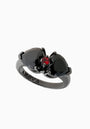 Vintage-Style Silver Ring with Two Heart-Cut Black Cubic Zirconia