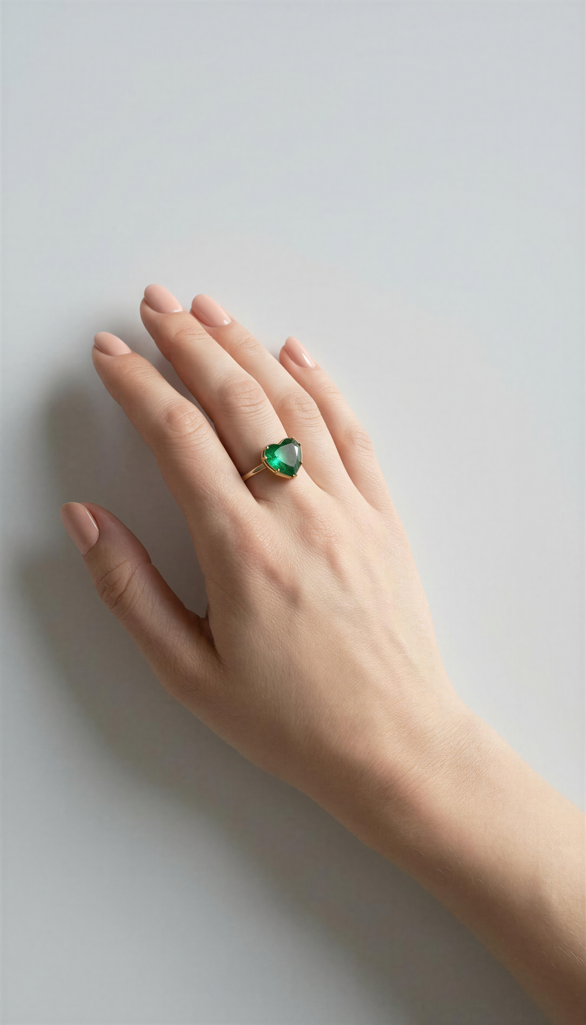Emerald Quartz Heart Ring in Gold-Plated Sterling Silver