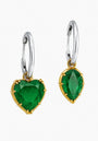 Asymmetrical White Rhodium Hoop Earrings with Emerald Quartz