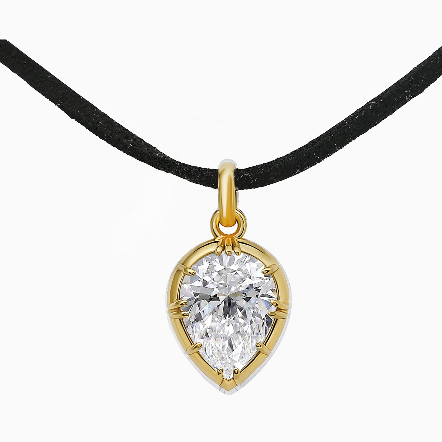 Pear-Cut Pendant in Sterling Silver with Yellow Gold Plating