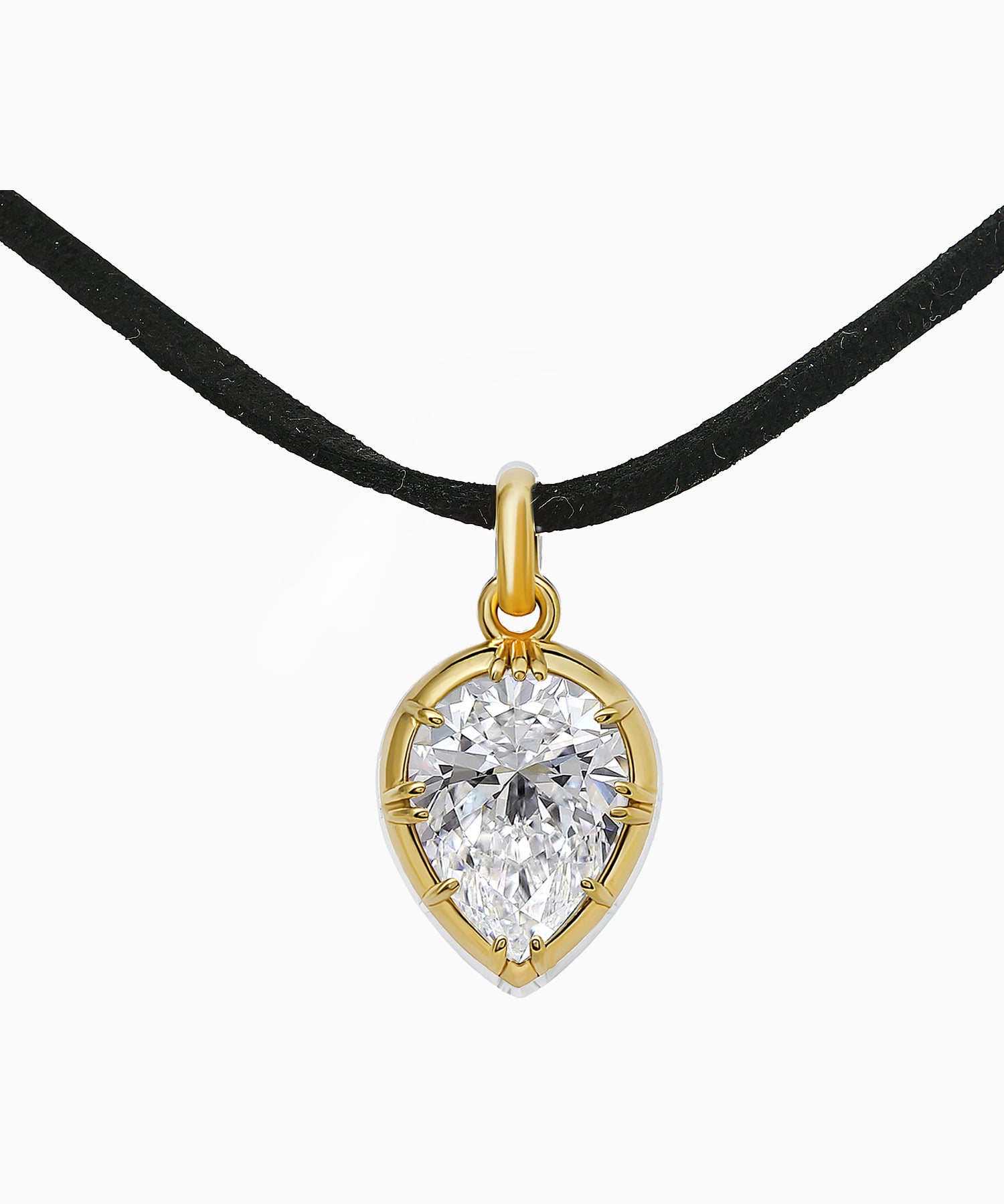 Pear-Cut Pendant in Sterling Silver with Yellow Gold Plating