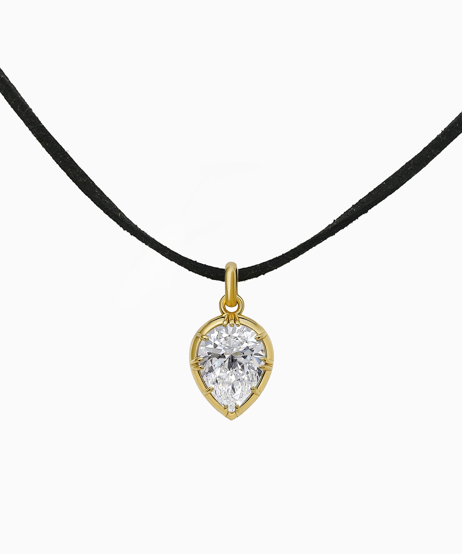 Pear-Cut Pendant in Sterling Silver with Yellow Gold Plating
