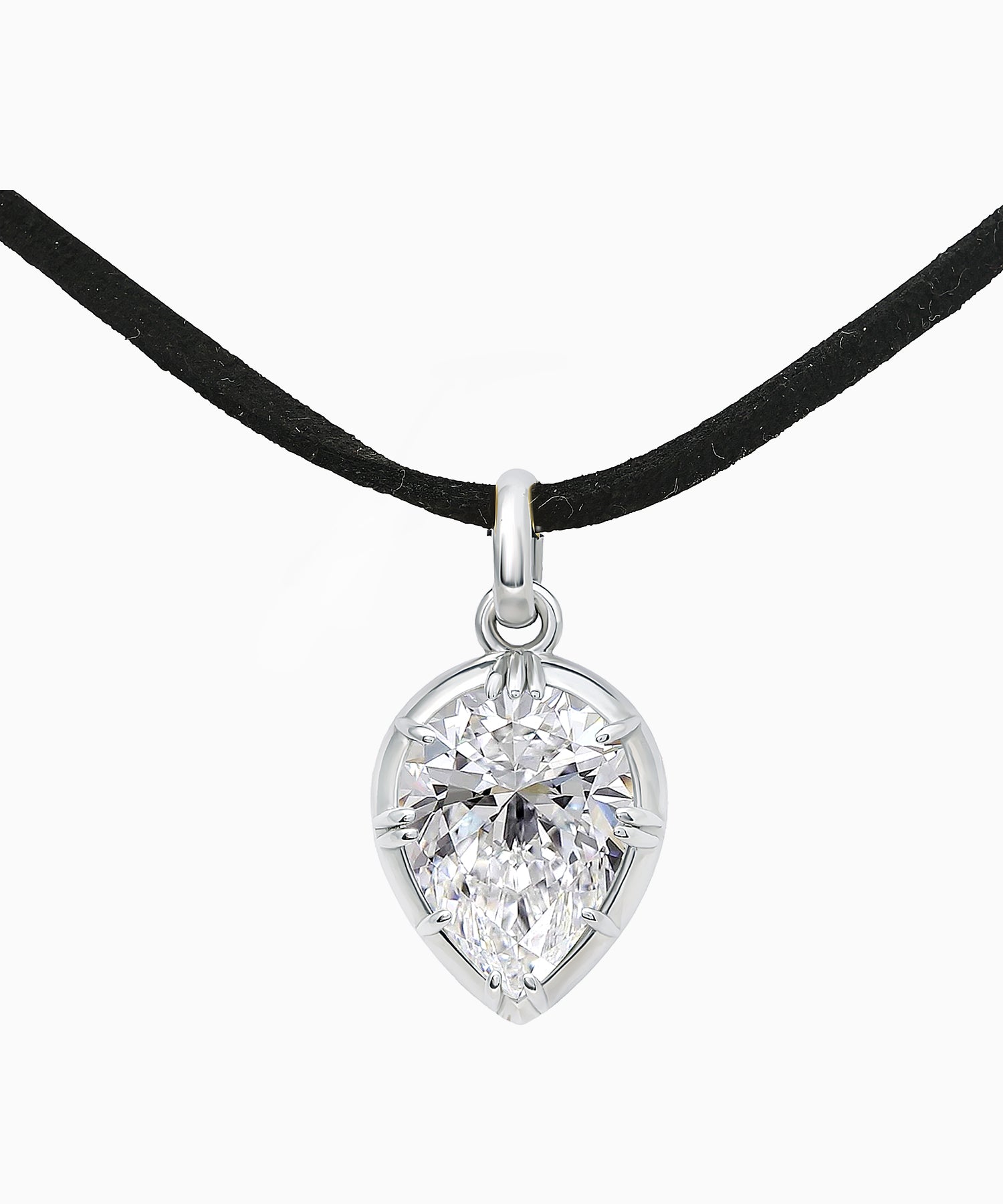 Pear-Cut Pendant in Sterling Silver with White Rhodium Plating
