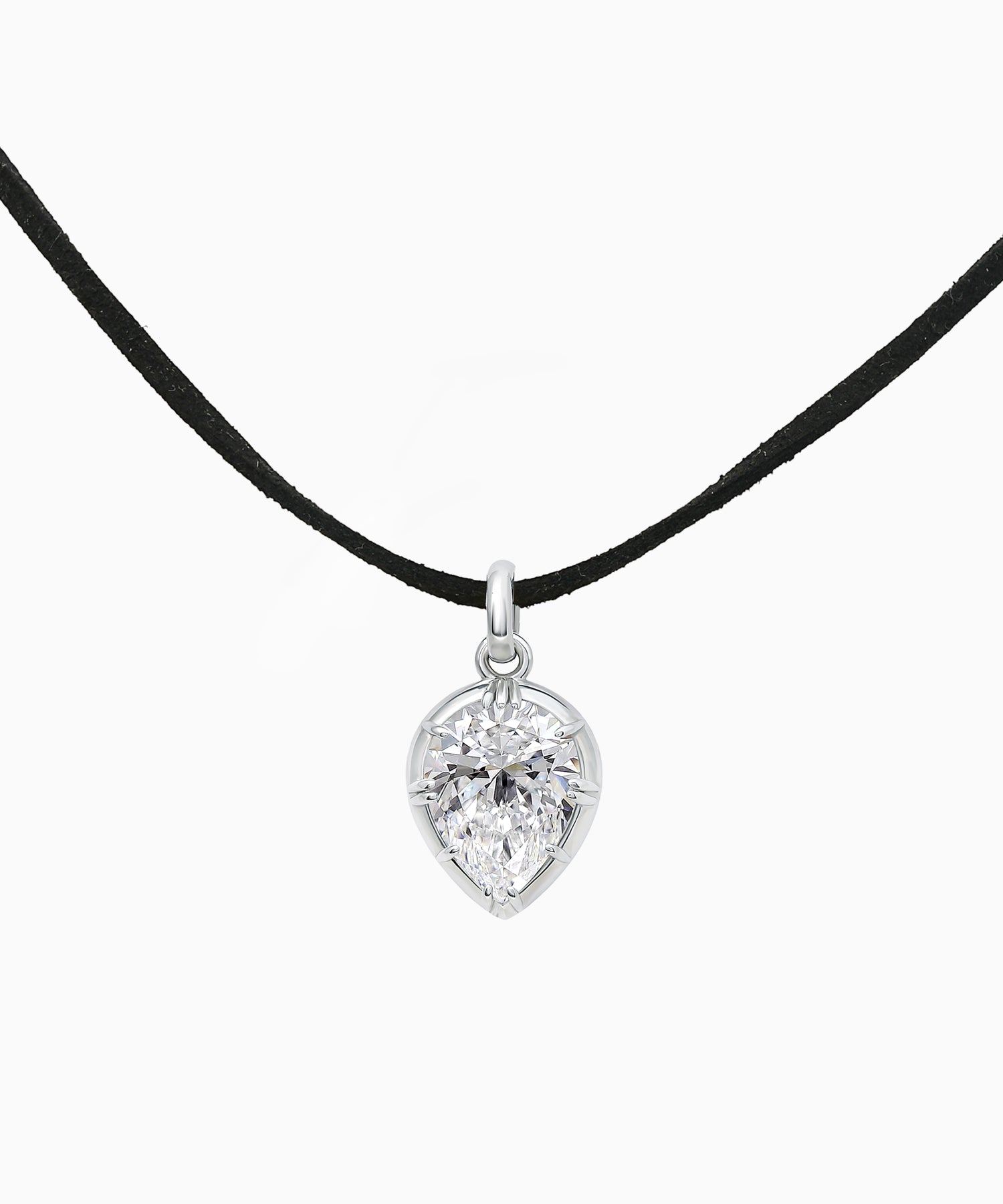Pear-Cut Pendant in Sterling Silver with White Rhodium Plating