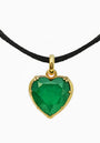 Emerald Quartz Heart Pendant in  Gold-Plated Silver