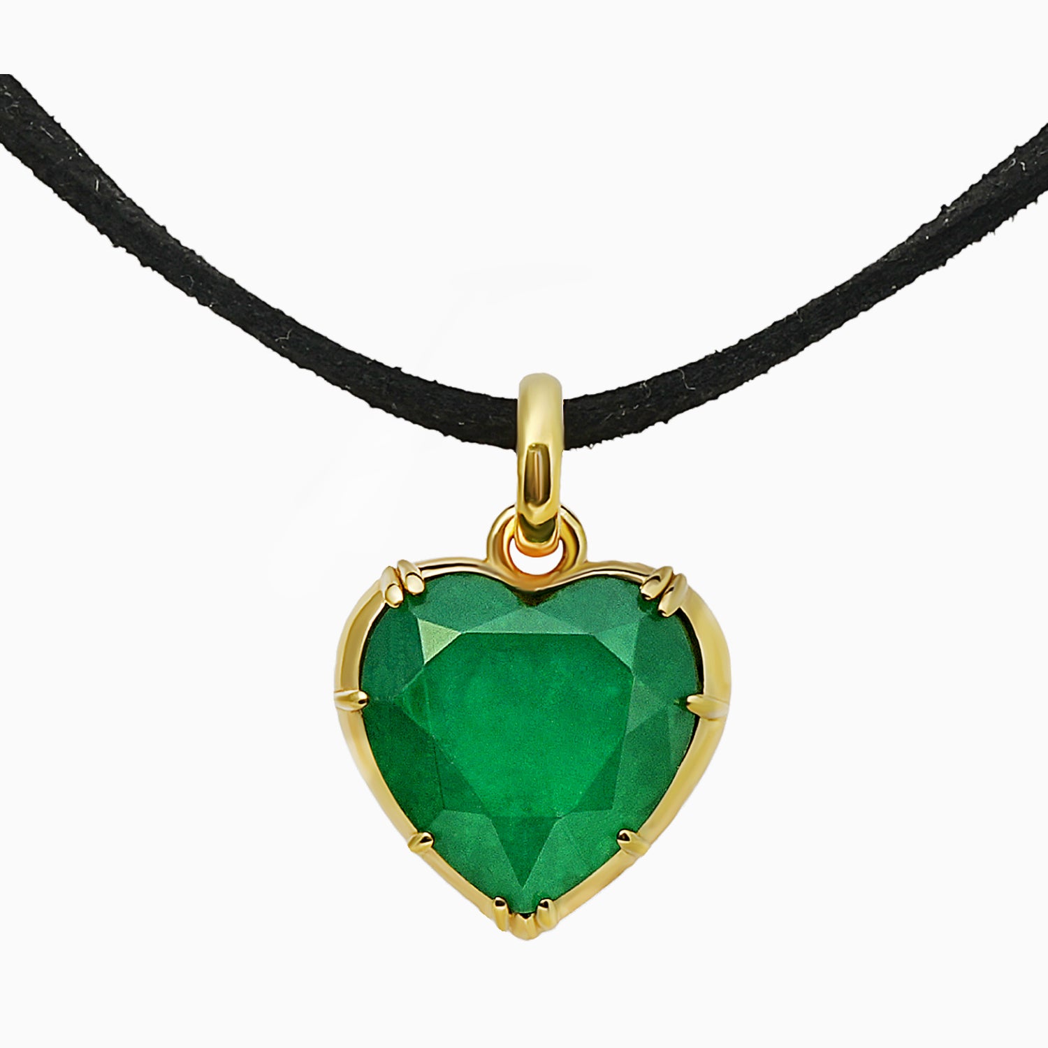 Emerald Quartz Heart Pendant in  Gold-Plated Silver