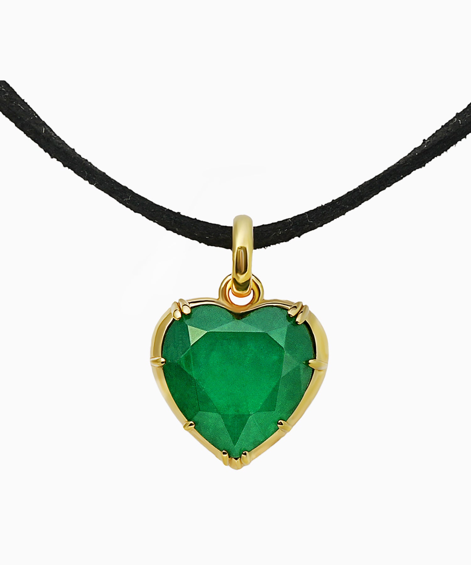 Emerald Quartz Heart Pendant in  Gold-Plated Silver