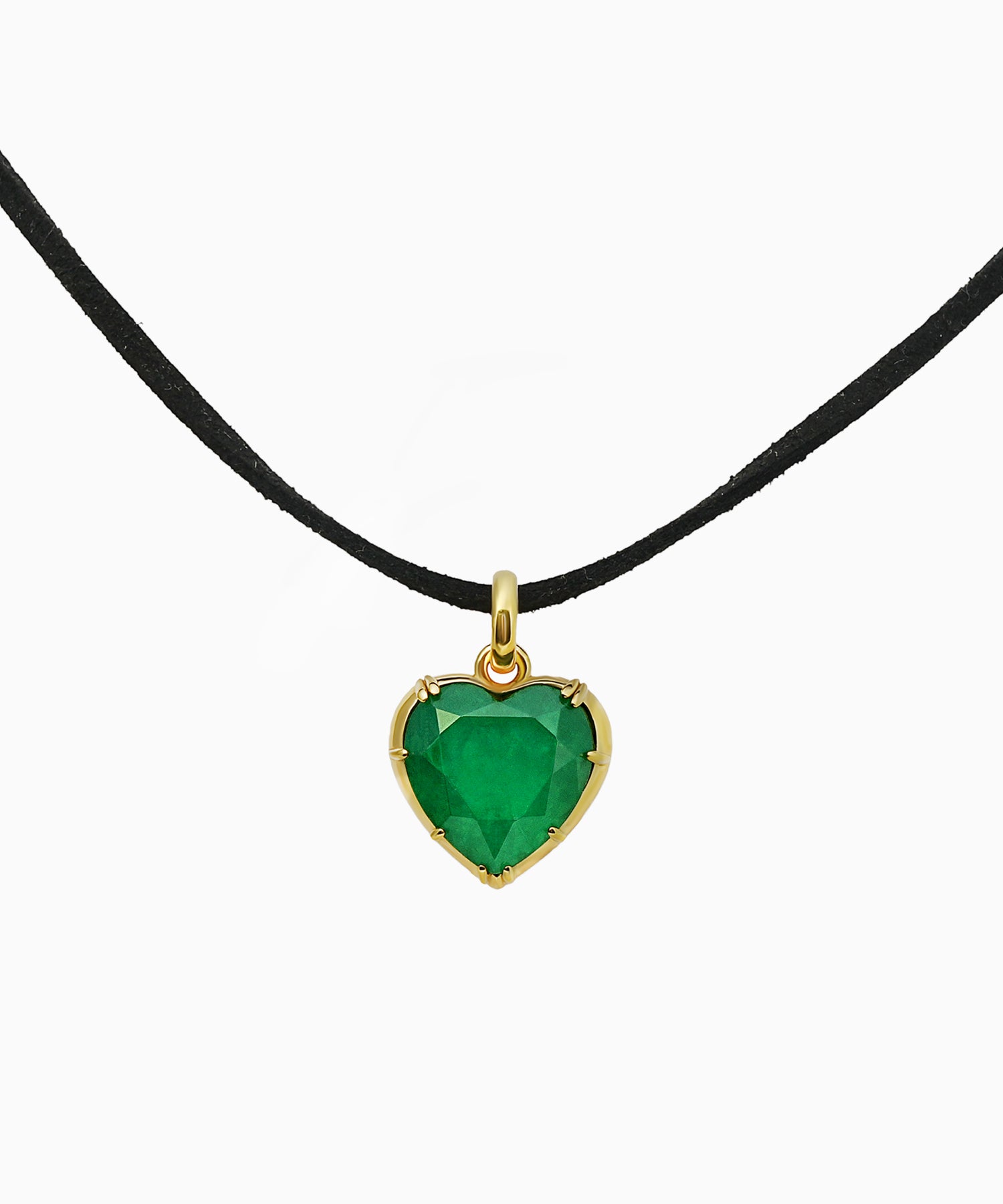 Emerald Quartz Heart Pendant in  Gold-Plated Silver