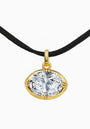 Oval Zircon Pendant in Gold-Plated Sterling Silver