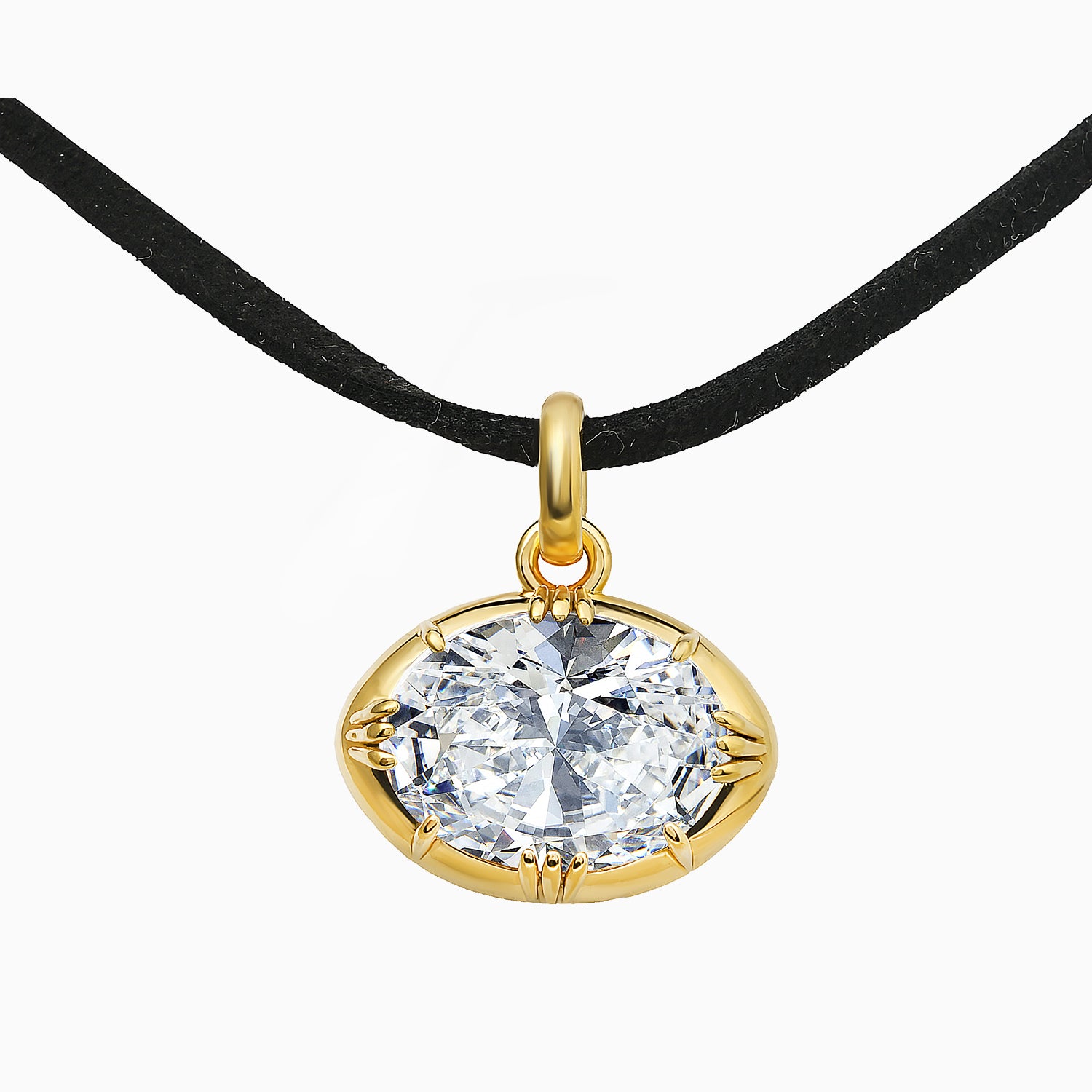 Oval Zircon Pendant in Gold-Plated Sterling Silver