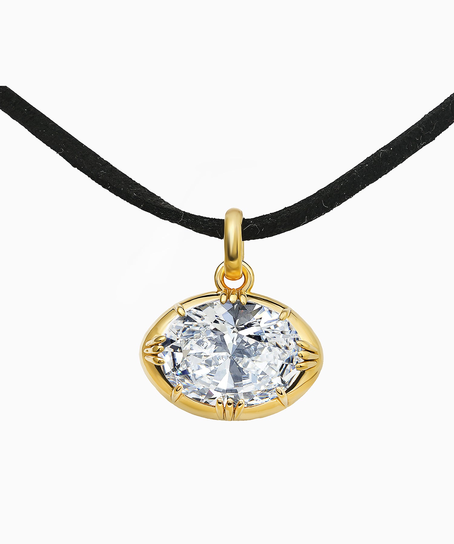 Oval Zircon Pendant in Gold-Plated Sterling Silver