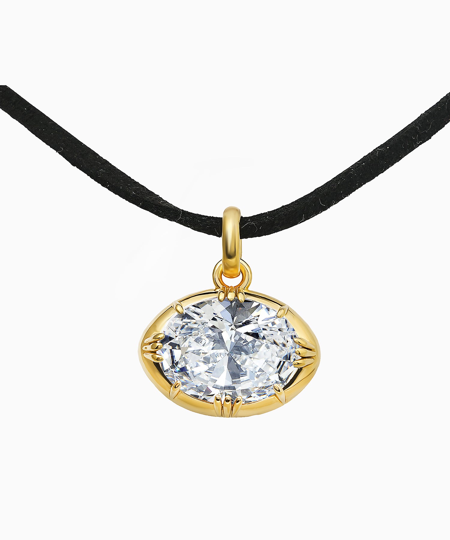 Oval Zircon Pendant in Gold-Plated Sterling Silver