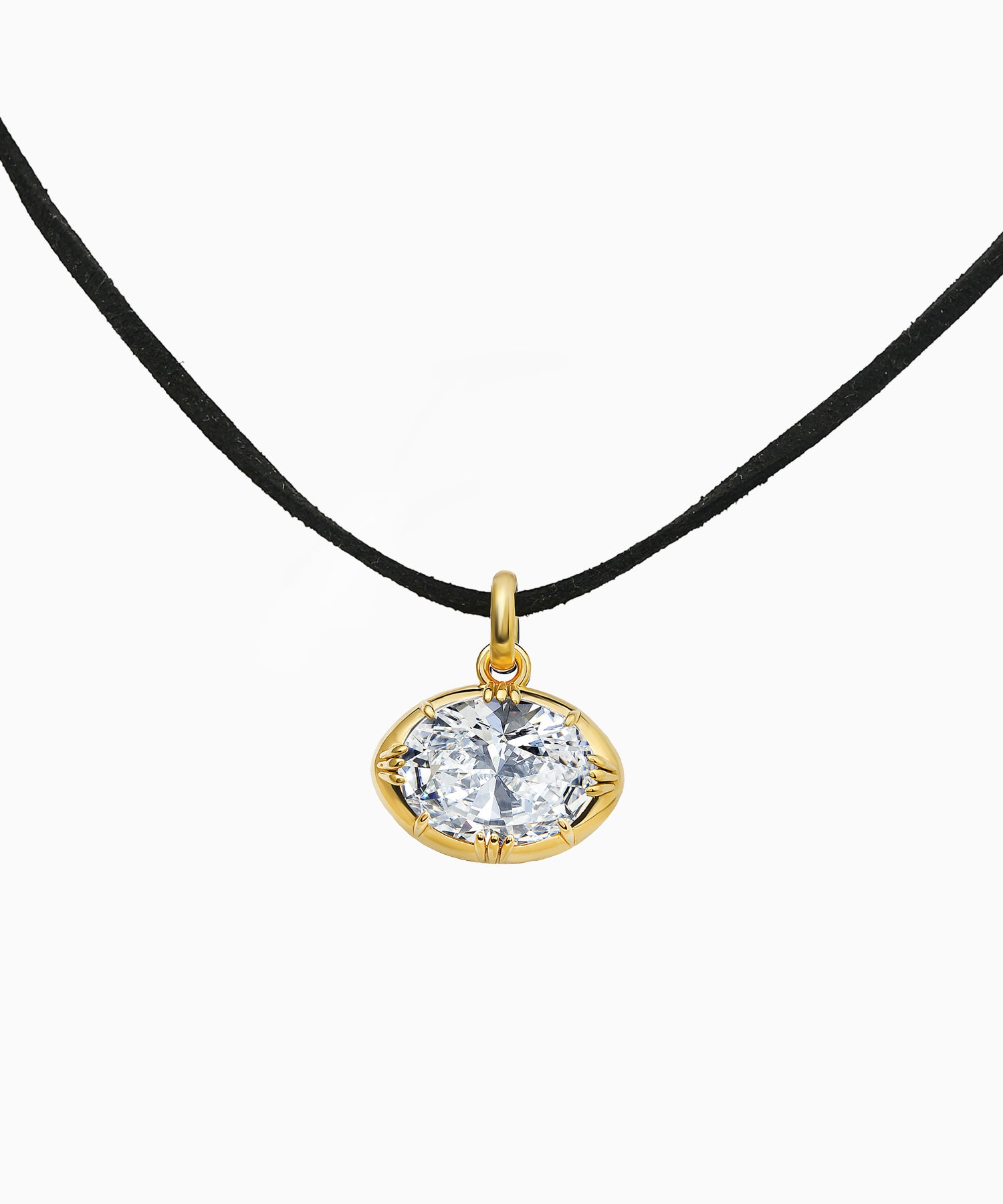 Oval Zircon Pendant in Gold-Plated Sterling Silver