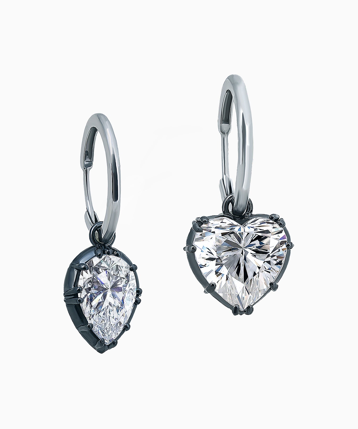Asymmetrical Hoop Earrings in Black Rhodium-Plated Sterling Silver