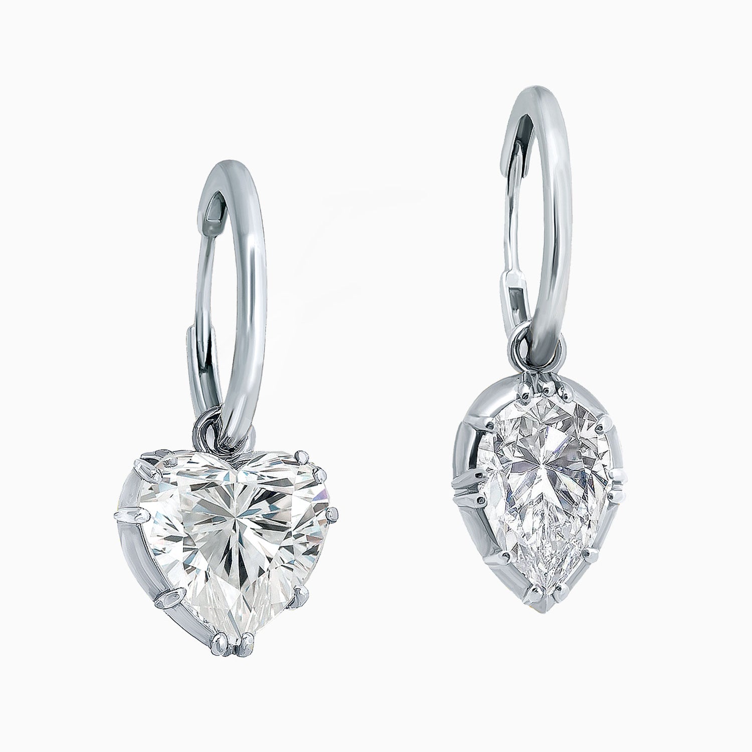 Asymmetrical Hoop Earrings in Rhodium-Plated Sterling Silver