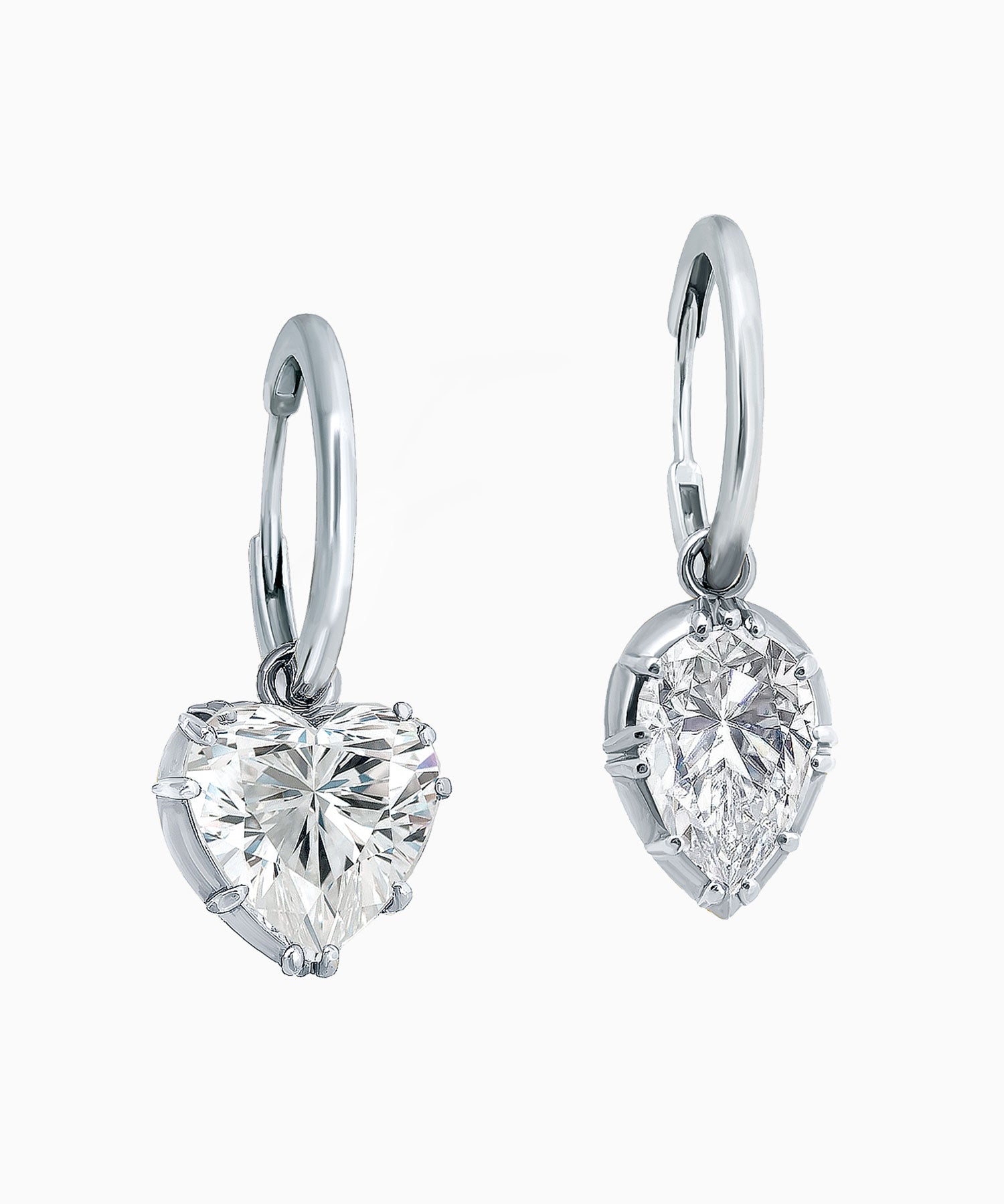 Asymmetrical Hoop Earrings in Rhodium-Plated Sterling Silver