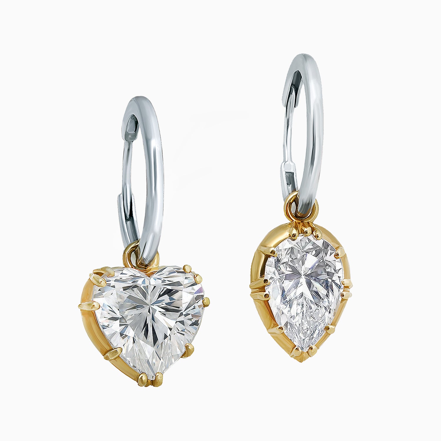 Asymmetrical Clicker Earrings with Zircons