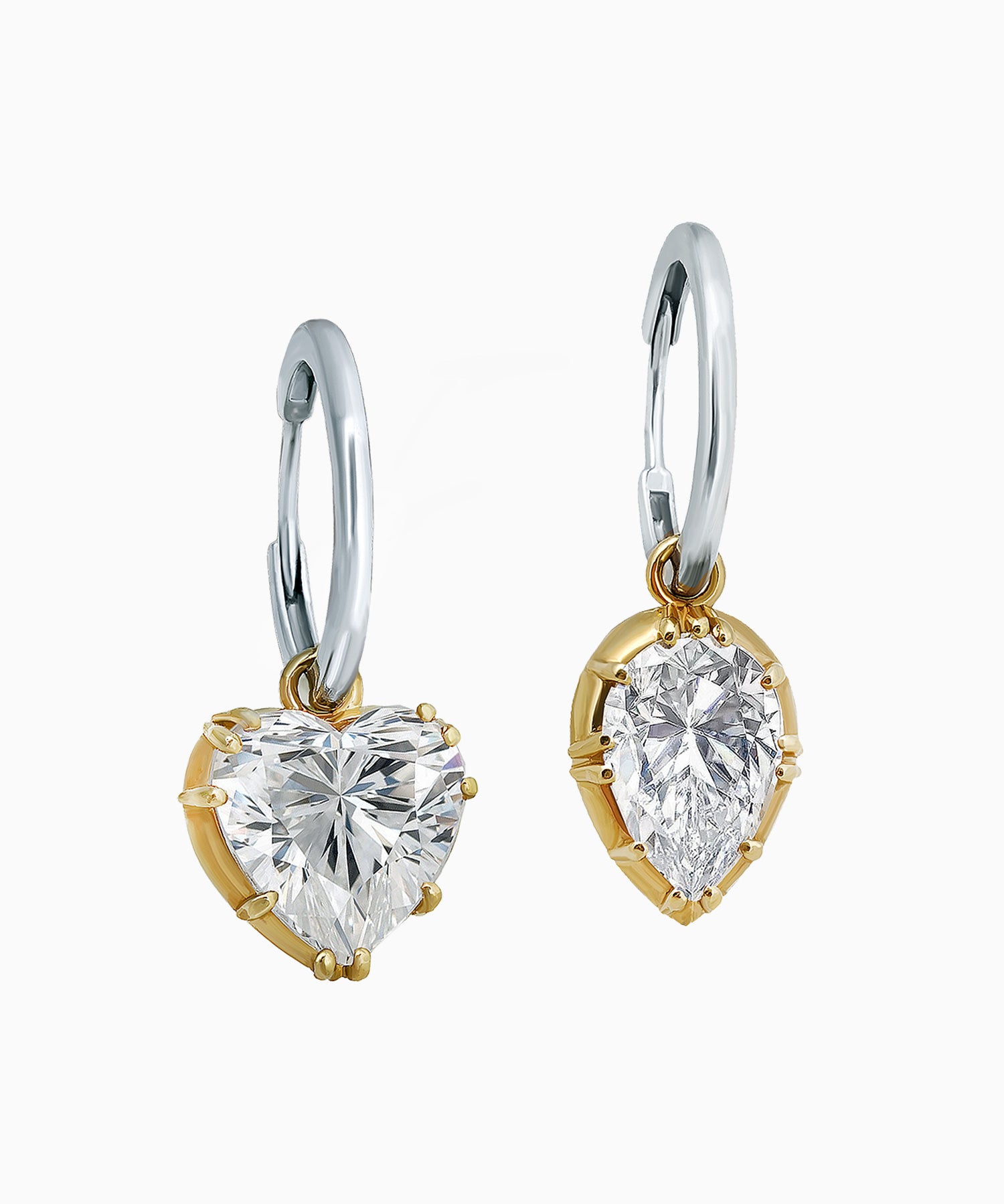 Asymmetrical Clicker Earrings with Zircons