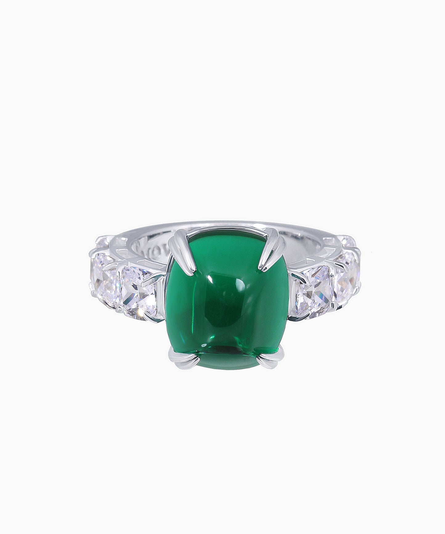“Chrysler” Silver Ring with Emerald Zircon