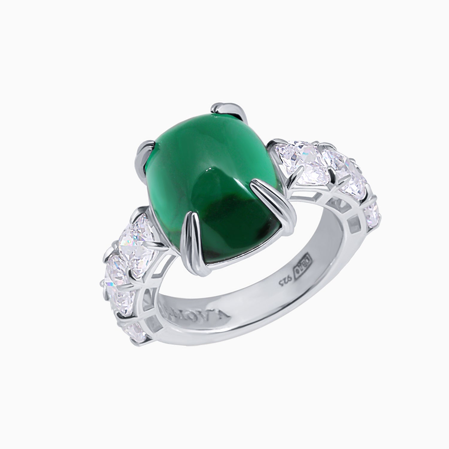 “Chrysler” Silver Ring with Emerald Zircon
