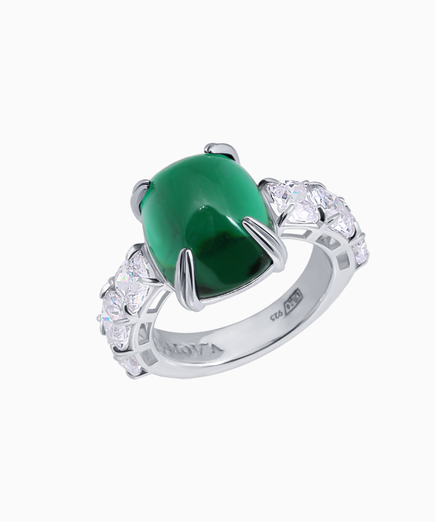 “Chrysler” Silver Ring with Emerald Zircon