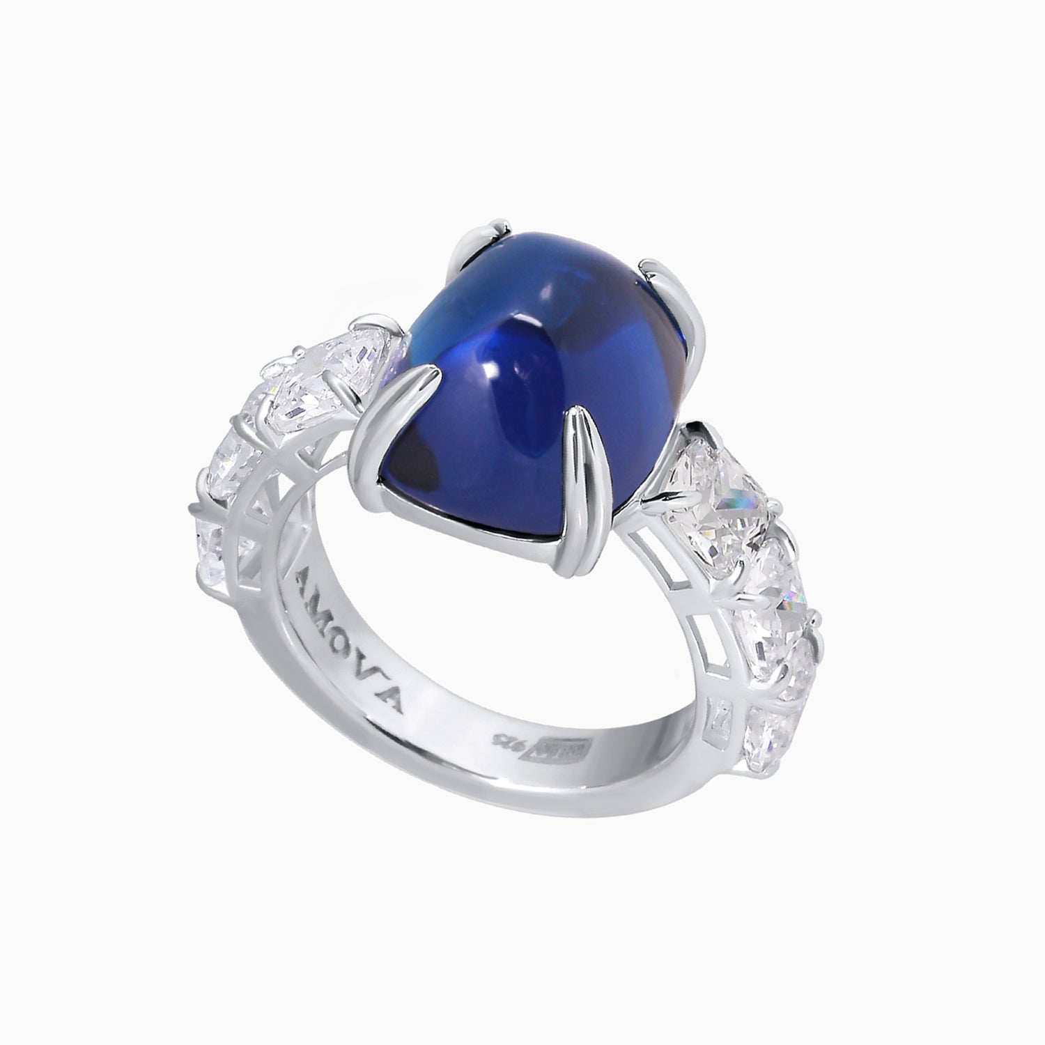 “Chrysler” Silver Ring with Sapphire Zircon