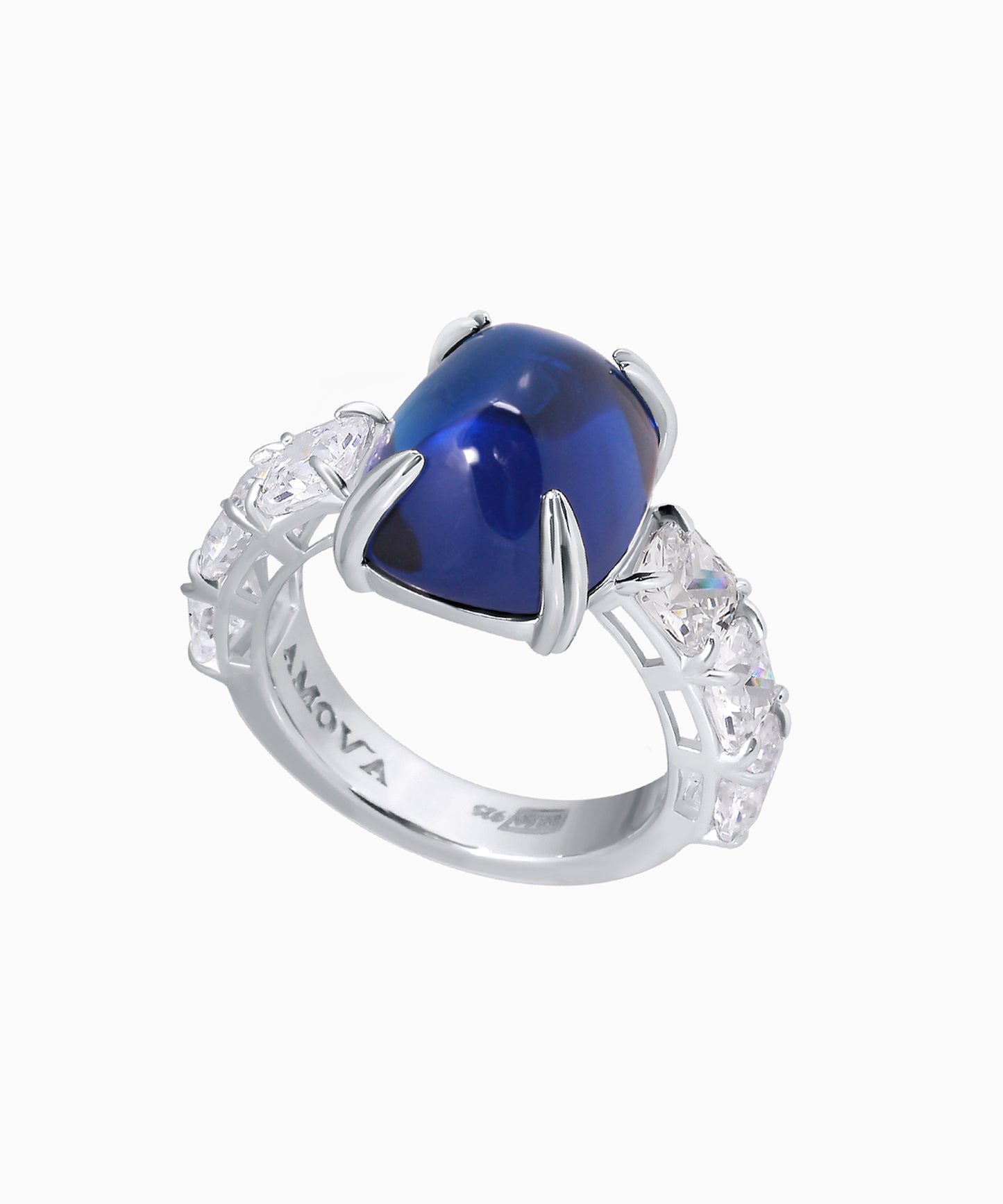 “Chrysler” Silver Ring with Sapphire Zircon