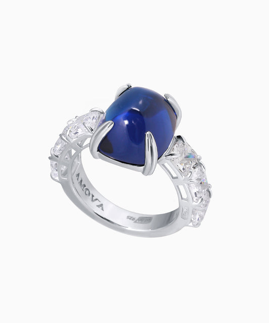 “Chrysler” Silver Ring with Sapphire Zircon
