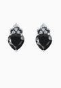 Vintage-Style Silver Stud Earrings with Black Cubic Zirconia