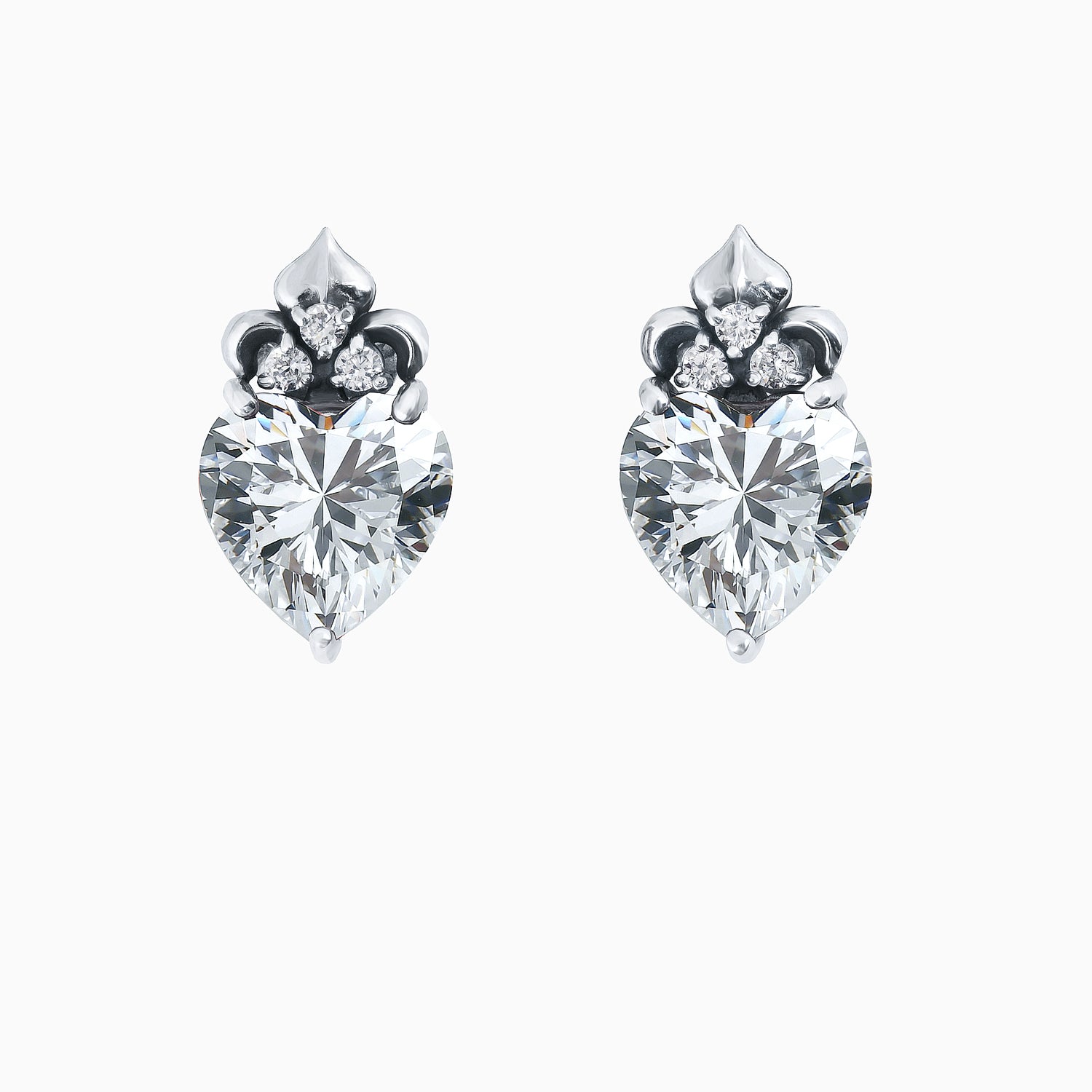 Vintage-Style Silver Stud Earrings with Cubic Zirconia