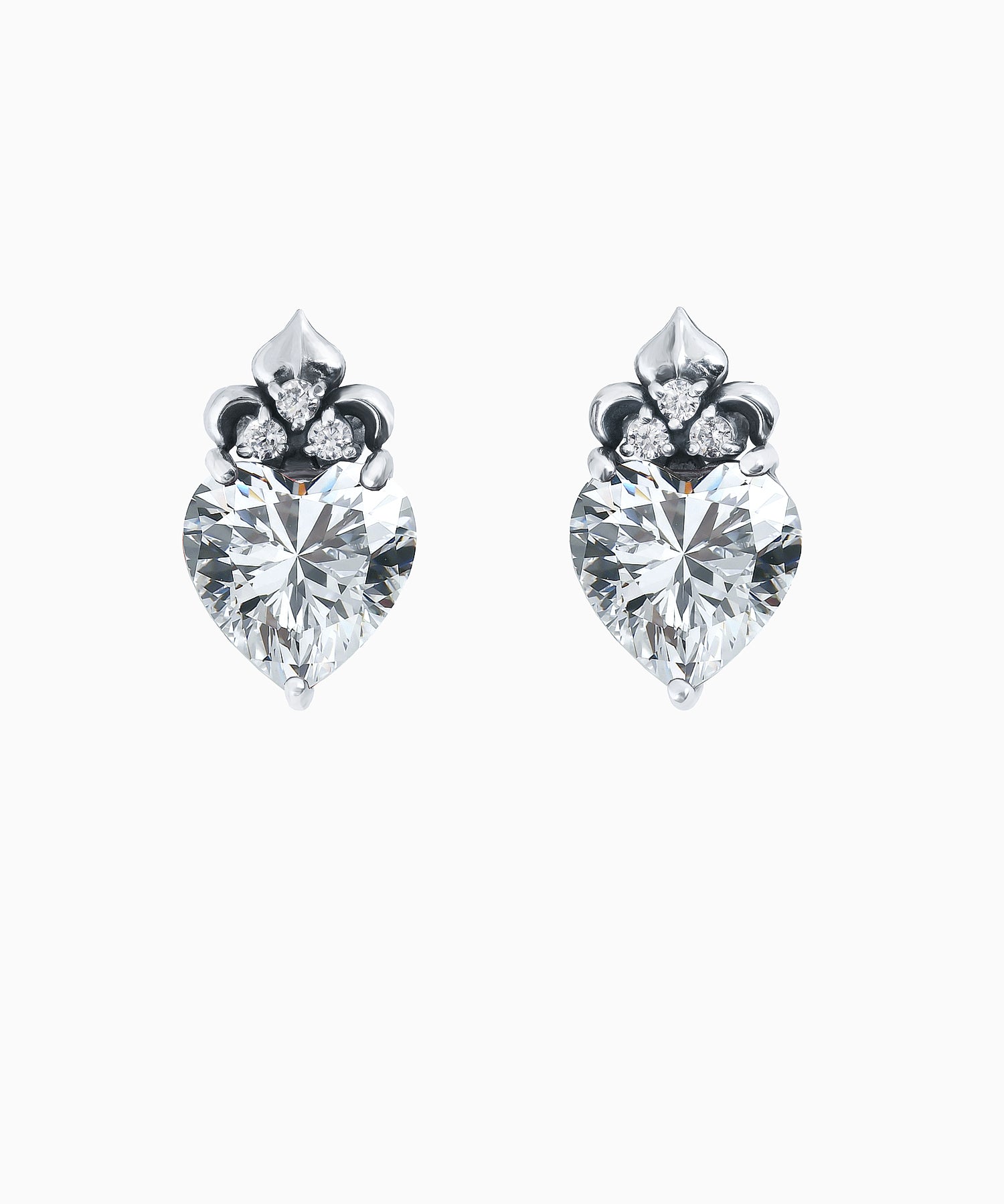 Vintage-Style Silver Stud Earrings with Cubic Zirconia