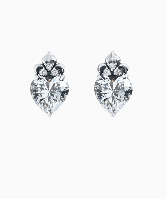 Vintage-Style Silver Stud Earrings with Cubic Zirconia