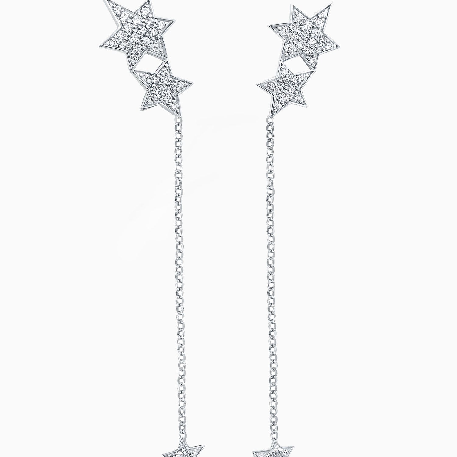 Comet Earrings in White Rhodium-Plated Sterling Silver