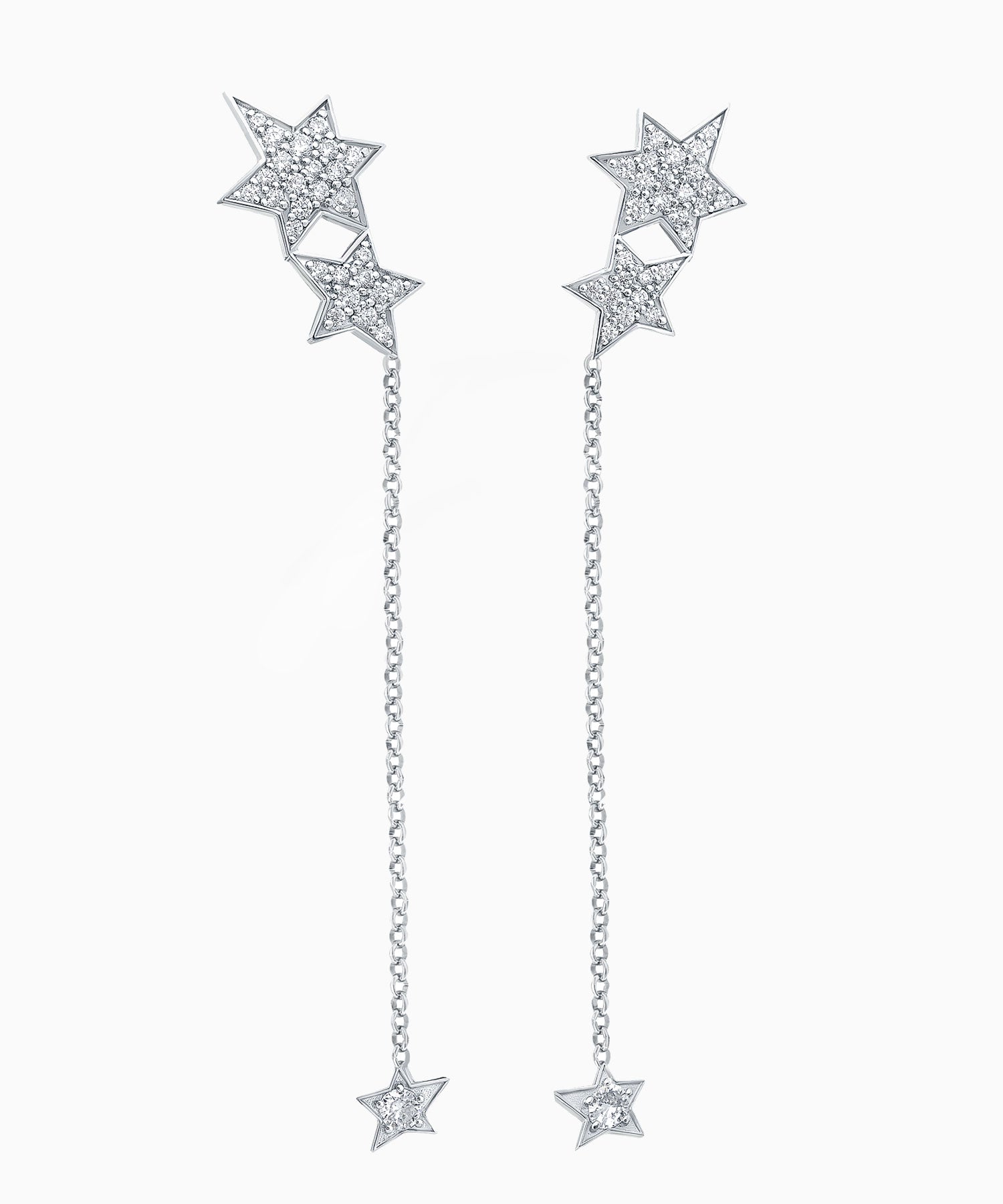 Comet Earrings in White Rhodium-Plated Sterling Silver