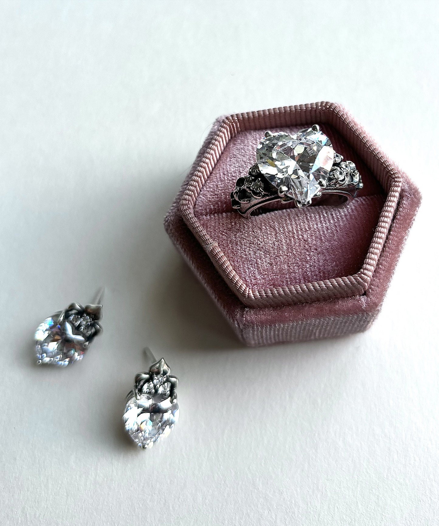 Vintage-Style Silver Stud Earrings with Cubic Zirconia