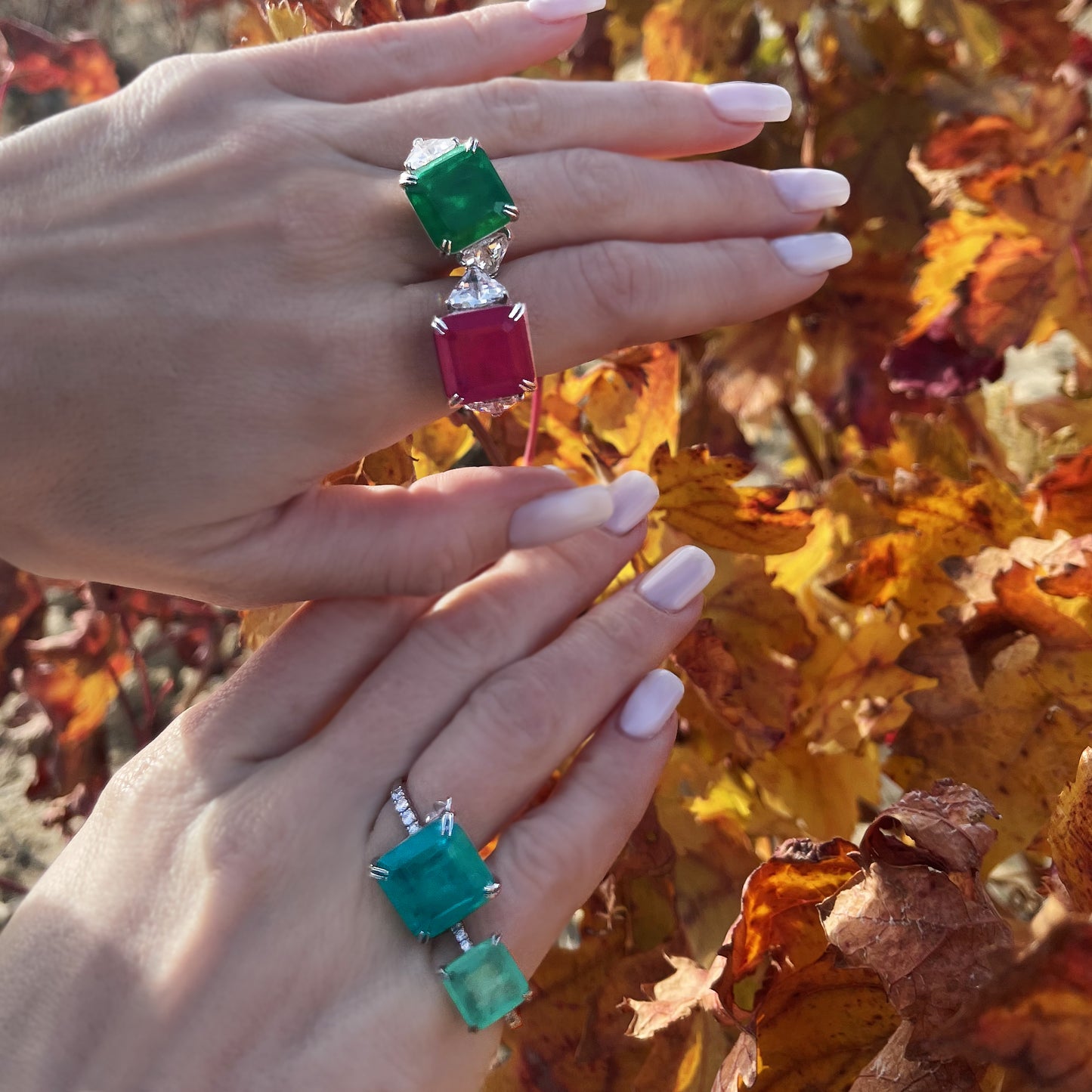 Dark Green Emerald Quartz Silver Ring with Cubic Zirconia Accents