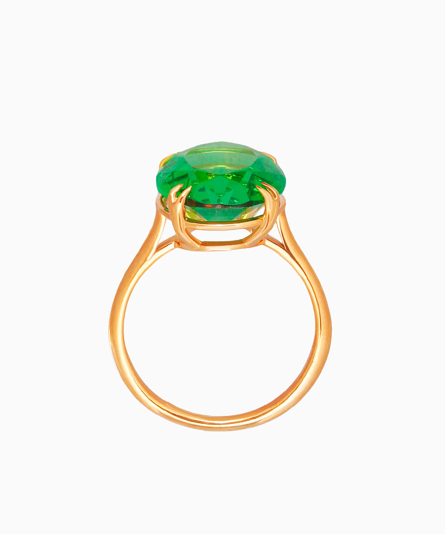 Gold-Plated Ring with Peridot-Green Crystal