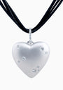 Trendy Matte Silver Heart Pendant with Cubic Zirconia