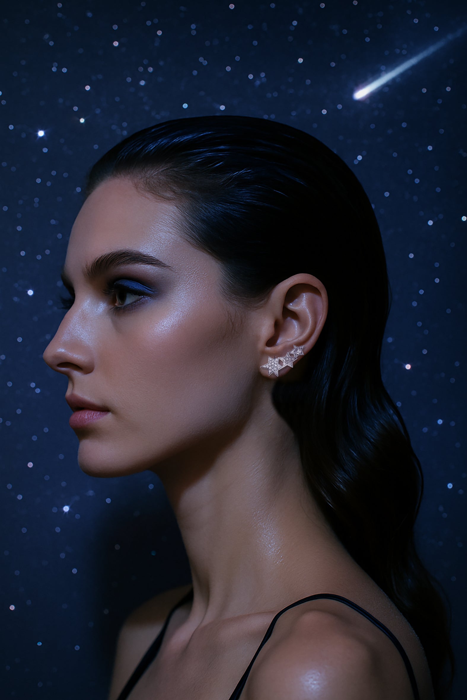 Milky Way Stud Earrings in White Rhodium-Plated Sterling Silver