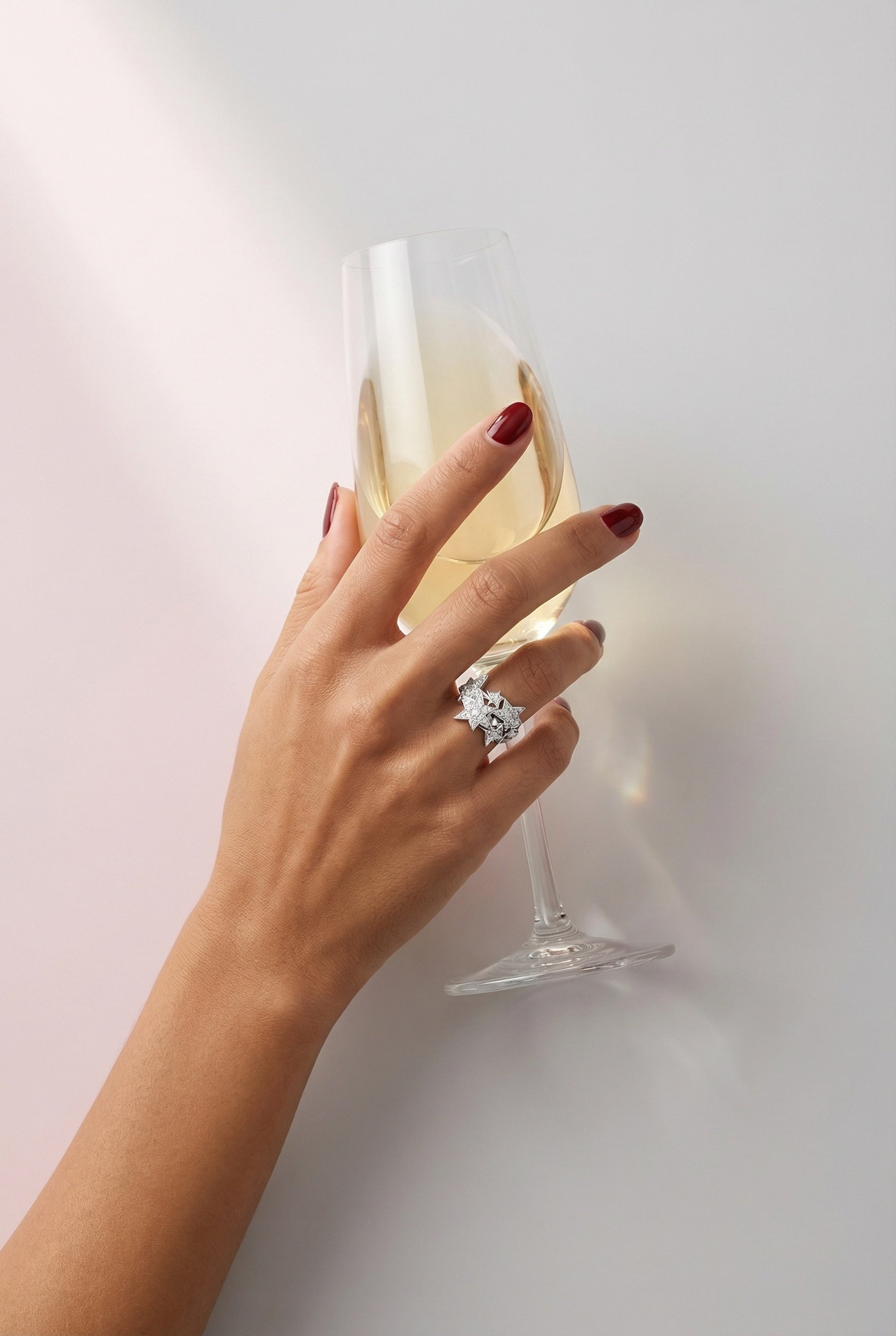 Orbit of Stars Ring in White Rhodium-Plated Sterling Silver