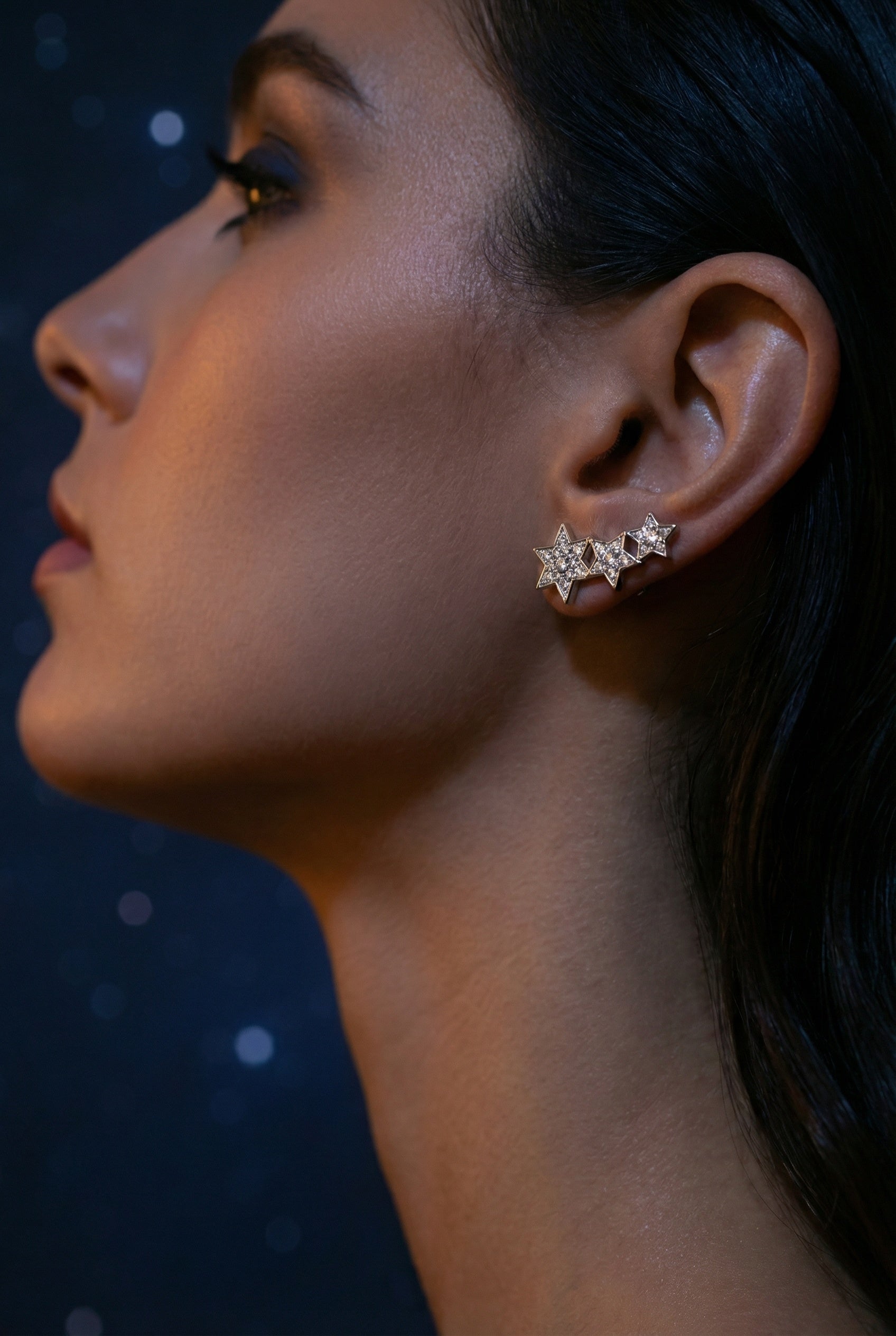 Milky Way Stud Earrings in White Rhodium-Plated Sterling Silver
