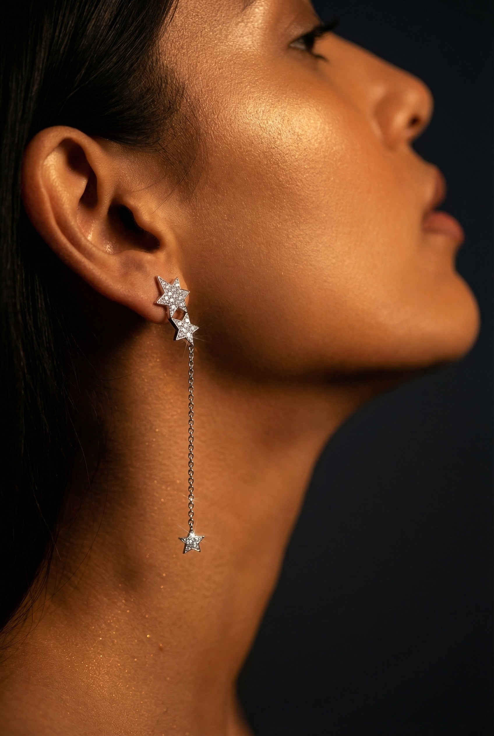 Comet Earrings in White Rhodium-Plated Sterling Silver