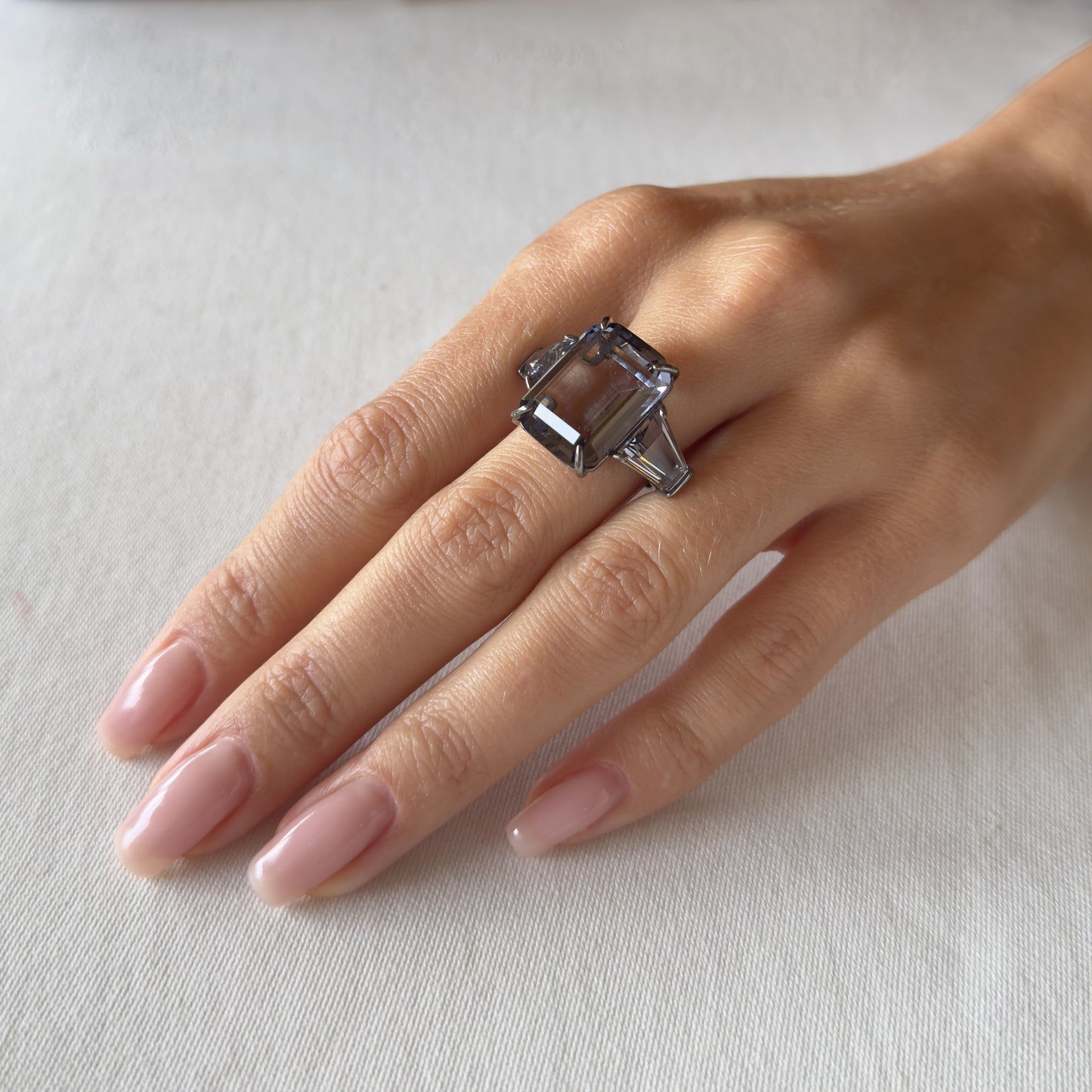 Graphite Zircon Silver Ring