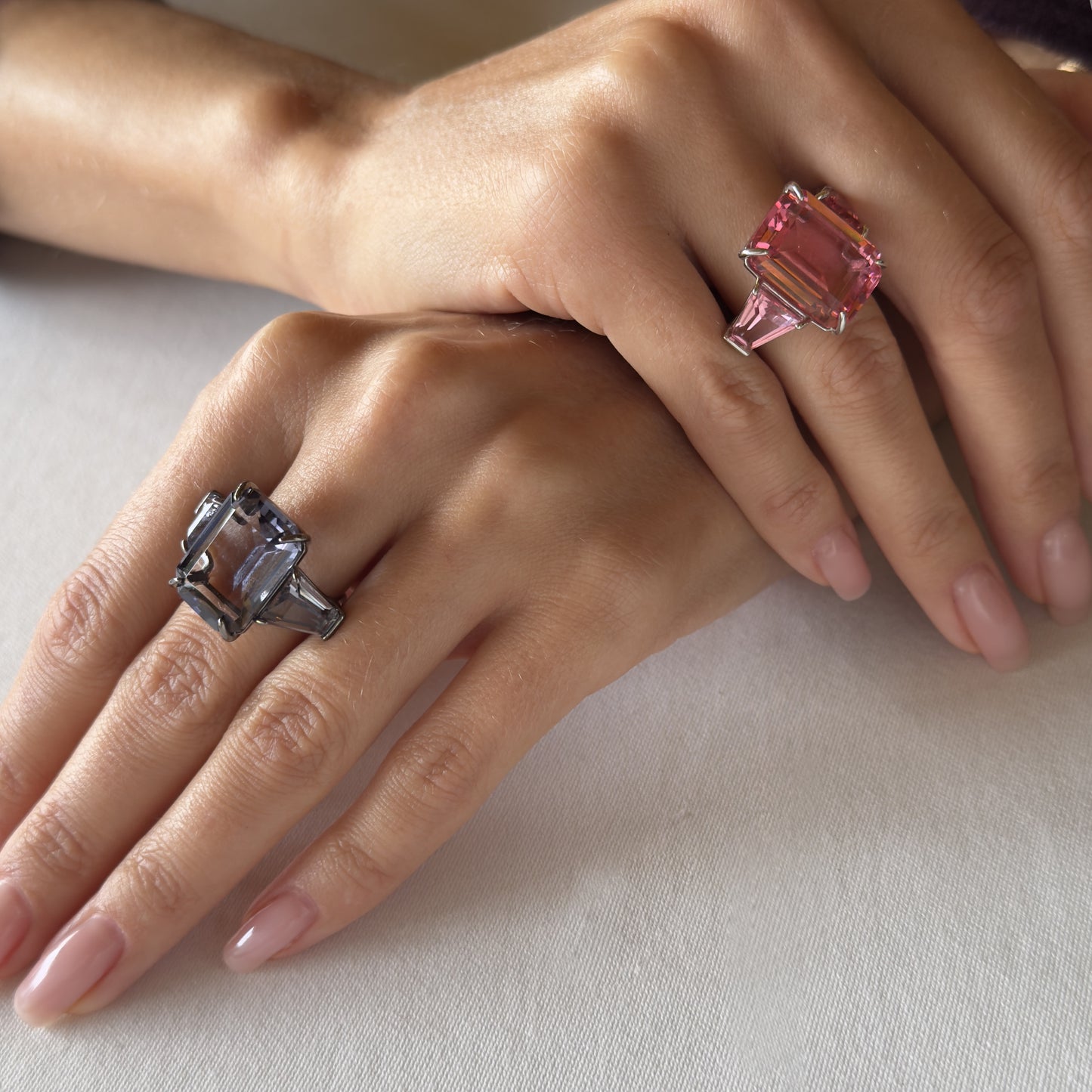 Light Pink Zircon Silver Ring