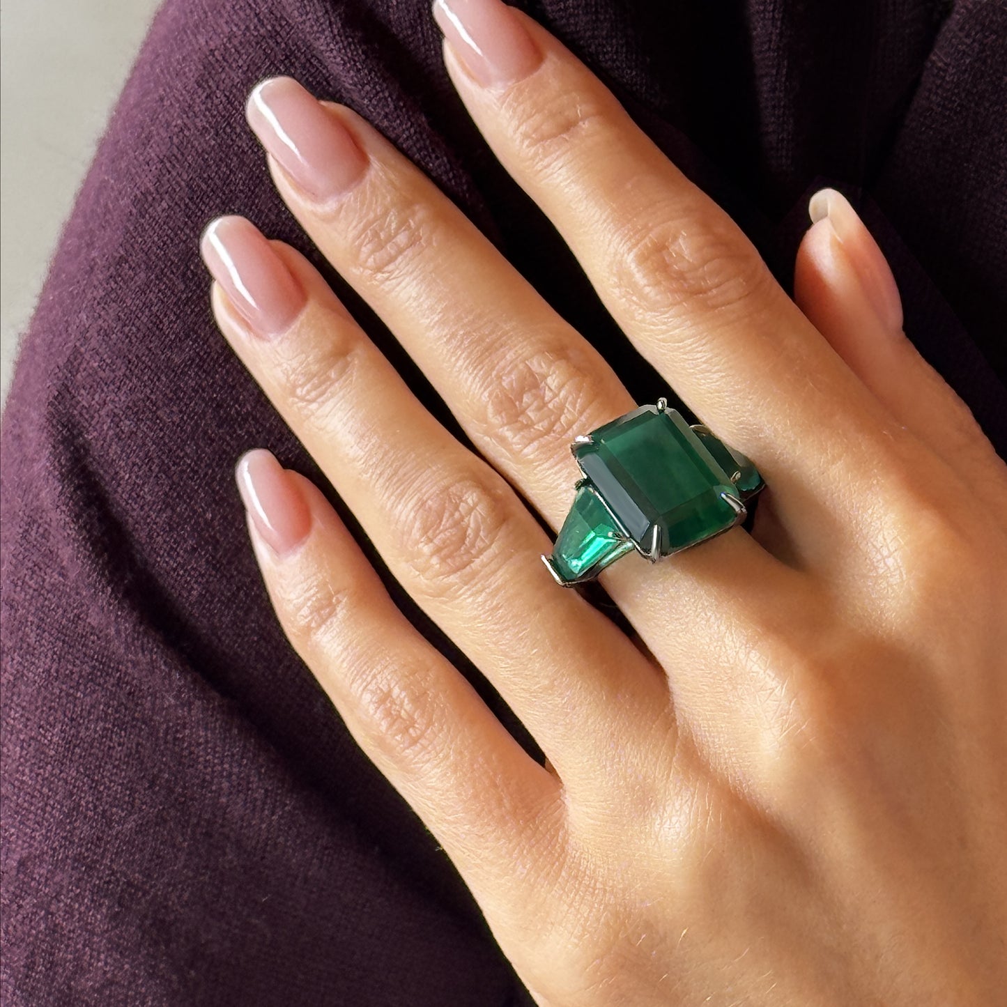 Green Zircon Silver Ring