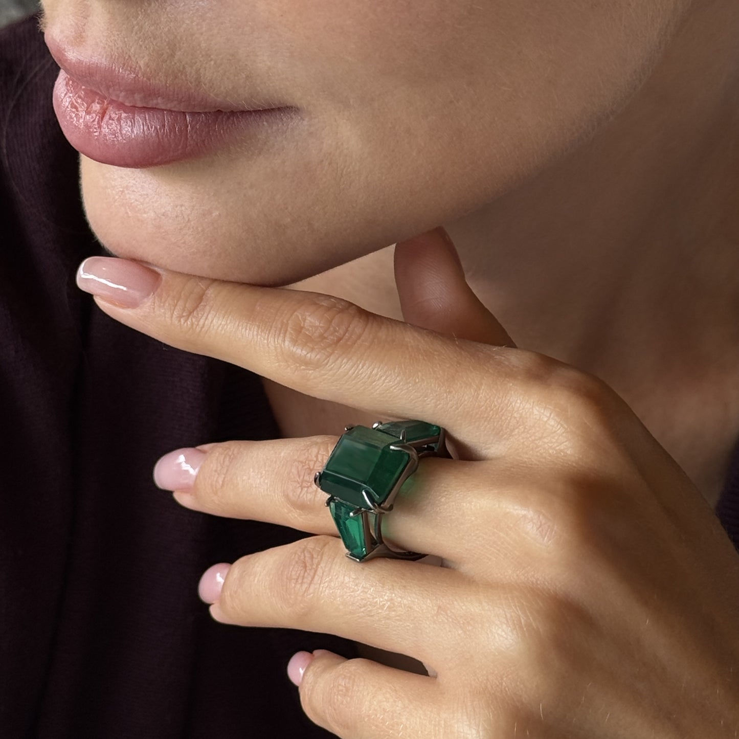 Green Zircon Silver Ring