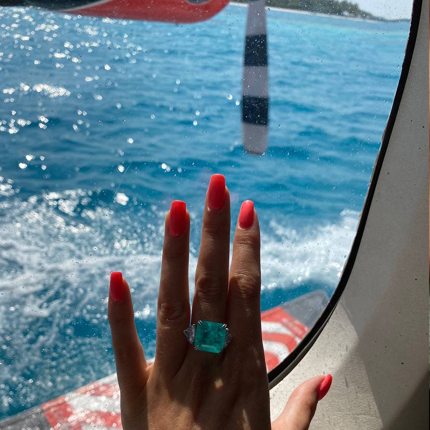 Tourmaline Quartz Silver Ring with with Cubic Zirconia Accents