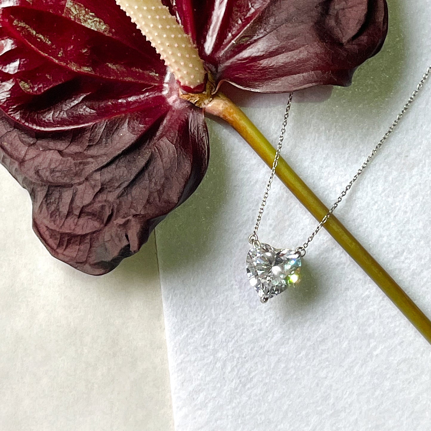 Heart-Cut Clear Fabulite Silver Necklace