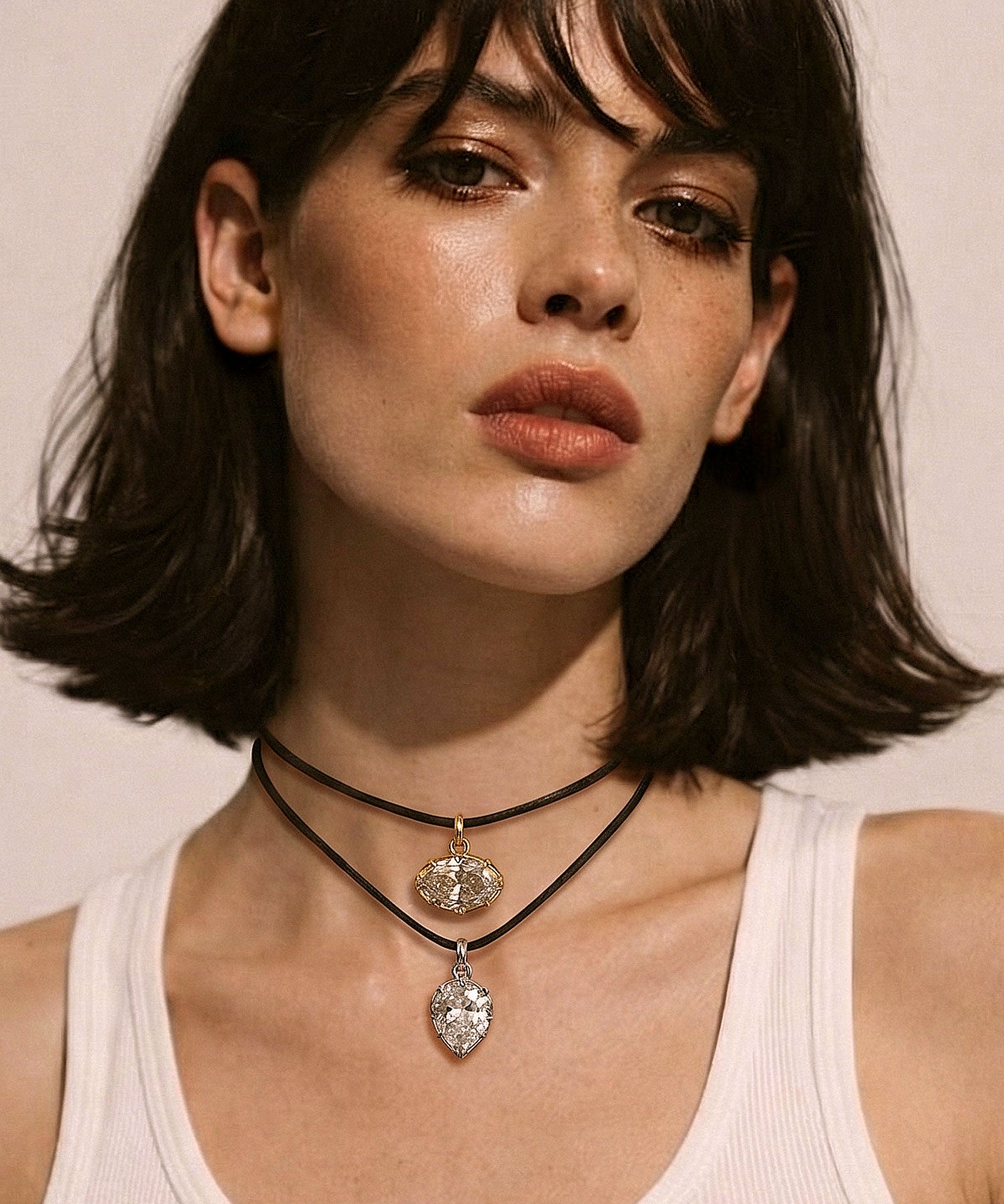 Oval Zircon Pendant in Gold-Plated Sterling Silver